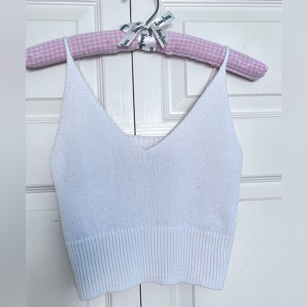Cropped Knit Tank Top with Spaghetti Straps
